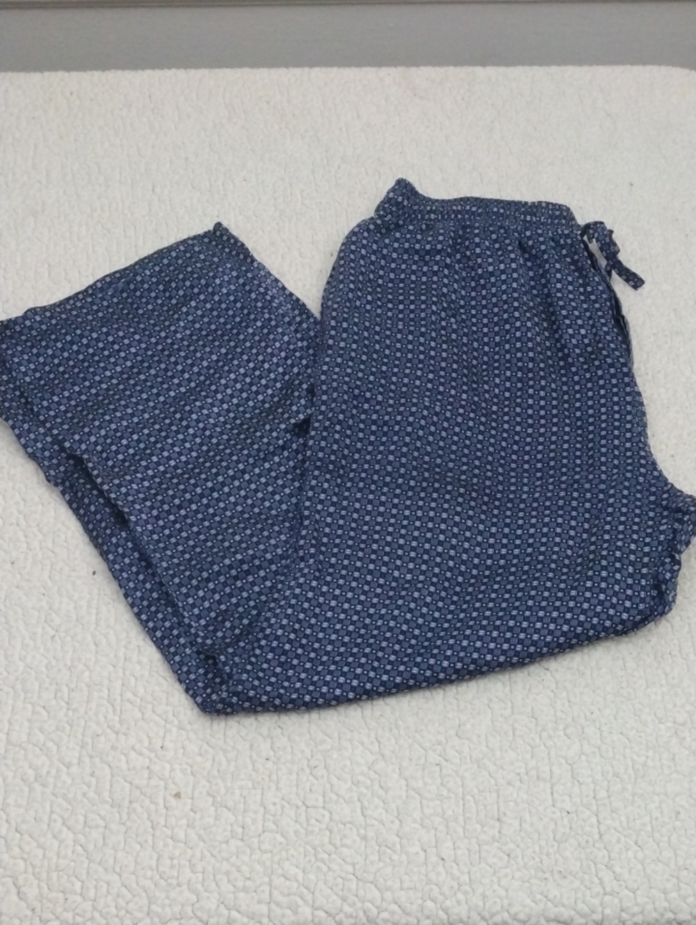 Reckless Blue/White Silk Pajama Pants/Bottoms (Large)